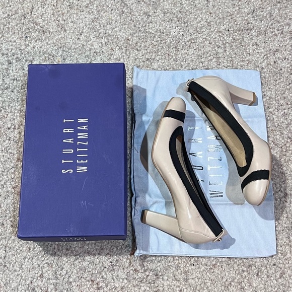 Stuart Weitzman Easily Elastic Leather Pan Nappa Pumps - Picture 14 of 16